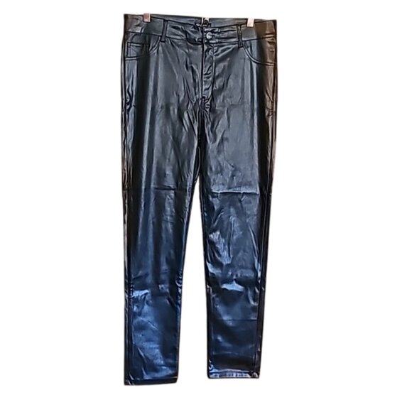 Shinestar Pants - Shinestar black vegan leather pants not worn Size XL washable high rise